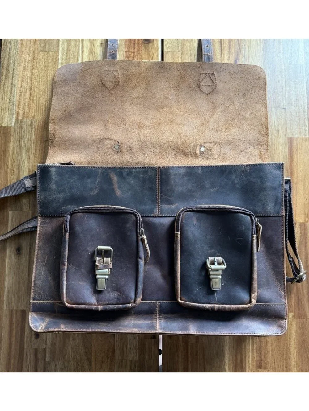 Denver‎ Leather Craft Potter Messenger Briefcase Bag Sz M Top Grain Buffalo NWOT